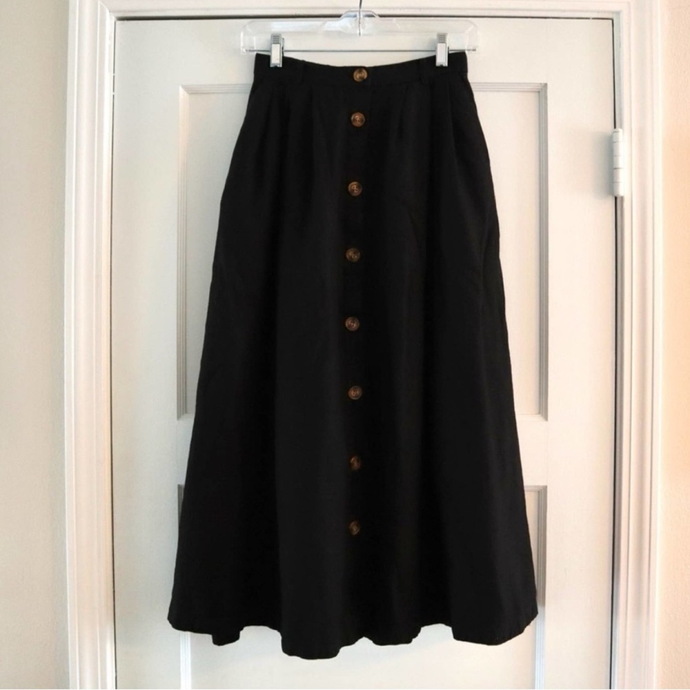 Moussy Black Linen Midi Skirt - Picture 2 of 5